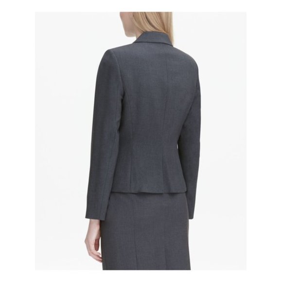 Calvin Klein Women's Two Button Lux Blazer Dark Gray 8P - Picture 2 of 5